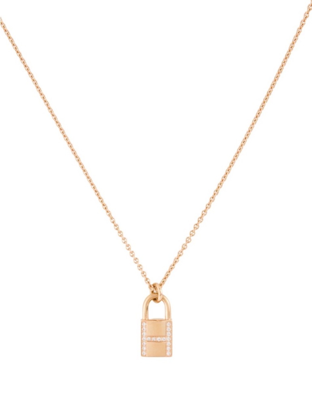 Rose gold and diamond lock necklace